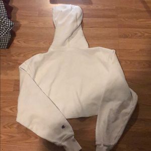 Champion Jackets & Coats - White crop champion hoodie with blue & red details Champion Jackets & Coats - White crop champion hoodie with blue & red details